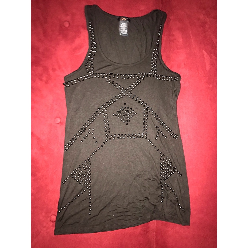 Gray Studded Tank Top